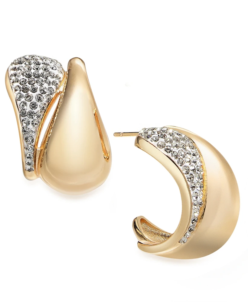 And Now This Crystal Double Teardrop C Hoop Earring