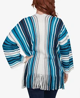 Ruby Rd. Plus Size Open Multi Stripe Cardigan Sweater