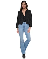 Dkny Jeans Women's Frayed Cropped Long-Sleeve Jacket