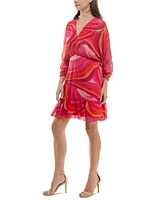 Taylor Petite Printed Dolman-Sleeve Fit & Flare Dress