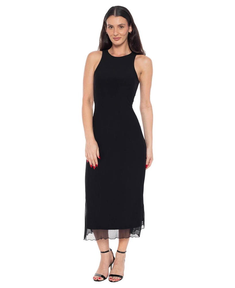 Bebe Women's PowerMesh A-line Maxi Dress