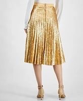 T Tahari Women's Sequined Pleated Midi Skirt