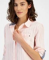 Tommy Hilfiger Women's Singy Dobby Roll-Tab Cotton Shirt