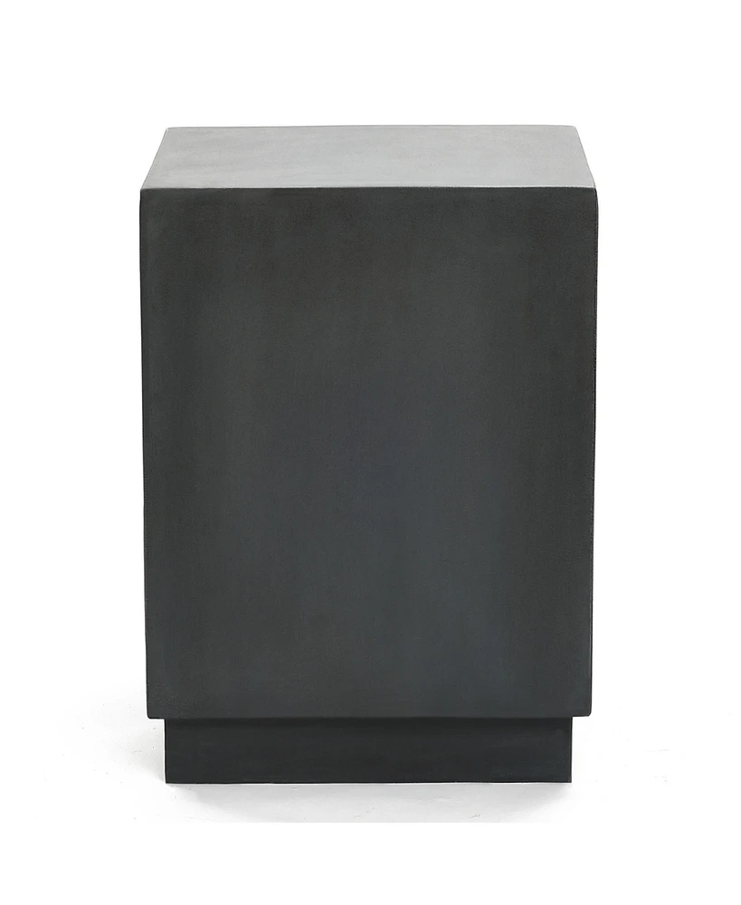 LuxenHome Minimalist Gray Cement Square Indoor Outdoor Side and End Table