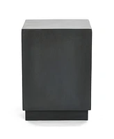 LuxenHome Minimalist Gray Cement Square Indoor Outdoor Side and End Table