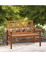 LuxenHome Carmel Solid Wood Outdoor Loveseat Park Bench