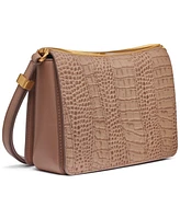 Donna Karan Jericho Croco Wave Flap Shoulder with Sculpted Hardware