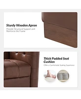 Gabriel Mid-Certury Modern Genuine Leather Swivel Club Chair with