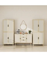 Slickblue 4 Door Cabinet, with Adjustable Inner Shelves, Storage Cabinet