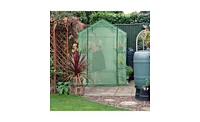 Slickblue Pipe Greenhouse with 8-Piece Grid Flower Stand - Zipper Rolling Door & Pe Cloth for Plants