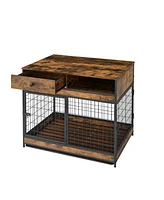 Slickblue Furniture Style Dog Crate with Double Doors for Indoor Pet Containment