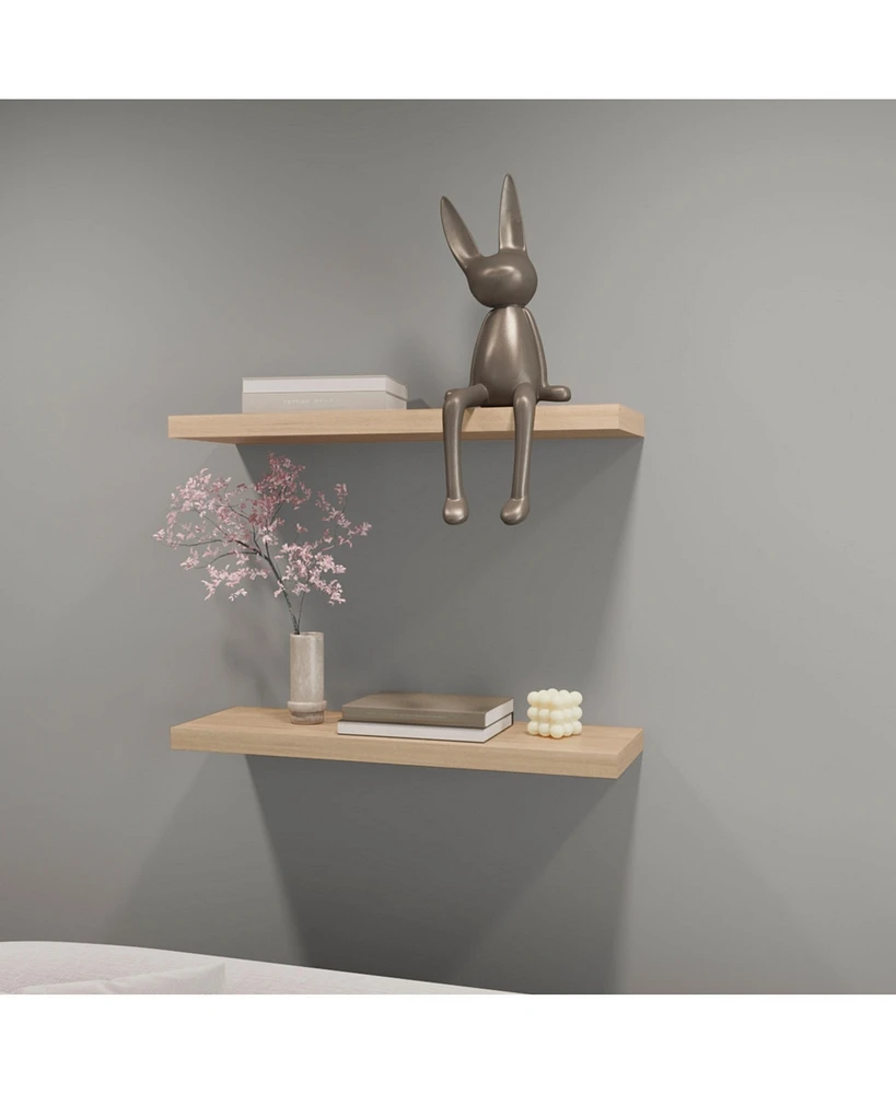 Fm Furniture Iva Floating Shelf in Melamine x2,light Pine