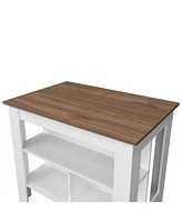 Fm Furniture Aztec Kitchen Island in melamine with open storage, Mahogany/white