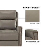 Hulala Home Fiacro 30.31''Wide Genuine Leather Swivel Rocker Recliner