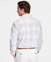 Club Room Men's Long Sleeve Button-Down Textured Plaid Shirt, Exclusively at Macy's