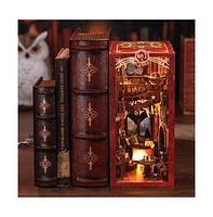 Cutebee Diy Book Nook Kit 3D Wooden Puzzle Bookends, Miniature house kit with dust cover, Bookends Kit with Led Lights, Diy Dollhouse Bookend Tiny Hou