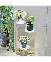 Unho Vertical Multi-tier Plant Stand Bamboo Tall Corner Flower Pot Rack for Balcony Indoor