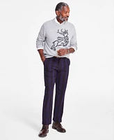 Club Room Men's Jacquard Crewneck Reindeer Graphic Sweater, Exclusively at Macy's