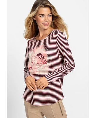 Olsen Women's Stripe and Placement Print T-Shirt