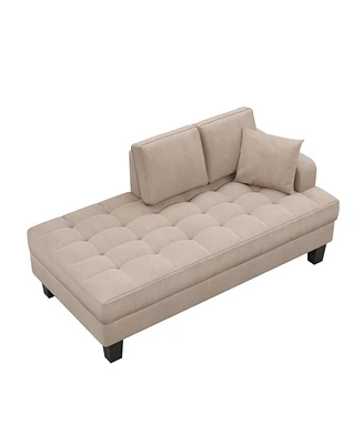 Slickblue Tufted Upholstered Textured Fabric Chaise Lounge for Elegant Living Room Seating