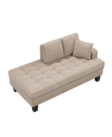 Slickblue Tufted Upholstered Textured Fabric Chaise Lounge for Elegant Living Room Seating