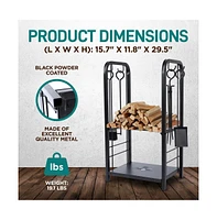 SereneLife Firewood Rack Holder, Heavy Duty Wood Storage Organizer for Outdoor and Indoor Fireplace
