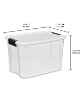 Sterilite 30 Qt Clear Plastic Stackable Storage Bin w/ White Latch Lid, 24 Pack