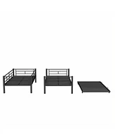 Slickblue Heavy-Duty Sturdy Metal Twin-Over-Twin Bunk Bed for Kids, Teens, or Adults