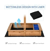 Slickblue Kids Wooden Sandbox for Timeless Outdoor Fun – Sturdy Construction, Safe Play Area, and Natural Aesthetic