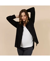 Women's Long Sleeve Button-Up Poplin Shirt - Motherhood Maternity