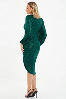 Quiz Women's Sequin Ruched Midi Dress