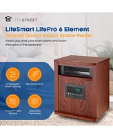 LifeSmart LifePro 6 Element 1500W Infrared Quartz Indoor Space Heater, Brown