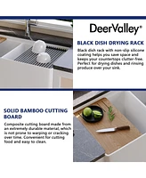 DeerValley 33" L X 20" W Rectangular Workstation Farmhouse Kitchen Sink, Shatter-Resistant