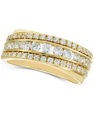 Diamond Triple Row Diagonal Band (1 ct. t.w.) in 10k White or Yellow Gold