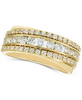 Diamond Triple Row Diagonal Band (1 ct. t.w.) in 10k White or Yellow Gold