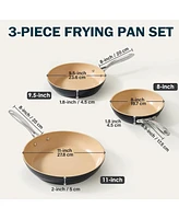 Cooks Standard 8-inch/9.5-inch/11-inch Ceramic Hard Anodized Nonstick Frying Pan Set, Black & Apricot