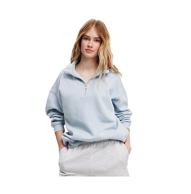 Cotton On Women's Classic Fleece Oversized Half Zip Sweatshirt