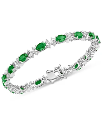 Emerald (8 ct. t.w.) & White Topaz (1/3 Oval Link Bracelet Sterling Silver (Also Sapphire Tanzanite)