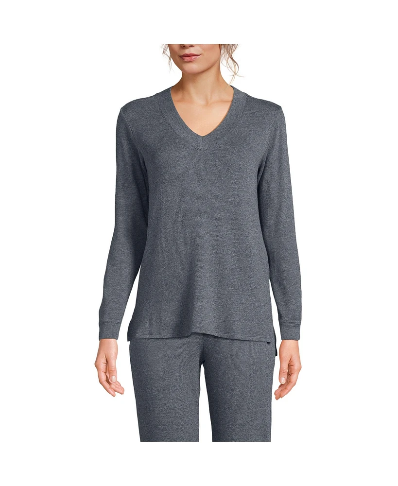 Lands' End Women's Faux Cashmere Long Sleeve Cozy Pajama Top