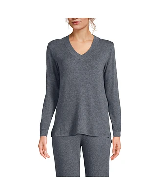 Lands' End Women's Cashtouch Faux Cashmere Cozy Long Sleeve Pajama Top