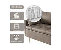 gaomon Modern 3-Seat Sofa Couch with Storage under Seat Cushion, Comfy Leather Fabric Sofa with 5 Pillows for Living Room, Bedroom, Apartment