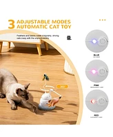 Slickblue 4-in-1 Automatic Interactive Cat Toy Rechargeable Laser & Feather Hide-and-Seek for Indoor Play