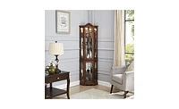 Slickblue Corner Curio Cabinet with Tempered Glass Shelves