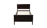 Slickblue Wood Platform Bed Twin Bed Frame Mattress Foundation Sleigh Bed with Headboard/Footboard/Wood Slat Support