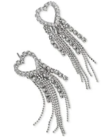 Ajoa by Nadri Rhodium-Plated Cubic Zirconia Heart Fringe Drop Earrings