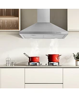 Flynama 30-in 700-cfm Convertible Silver Wall-Mounted Range Hood