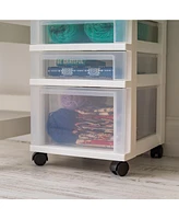 Iris Usa 5 Drawer Rolling Storage Cart with Organizer Top, White