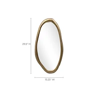 LuxenHome 29.5-Inch Oval Gold Iron Metal Frame Accent Wall Mirror