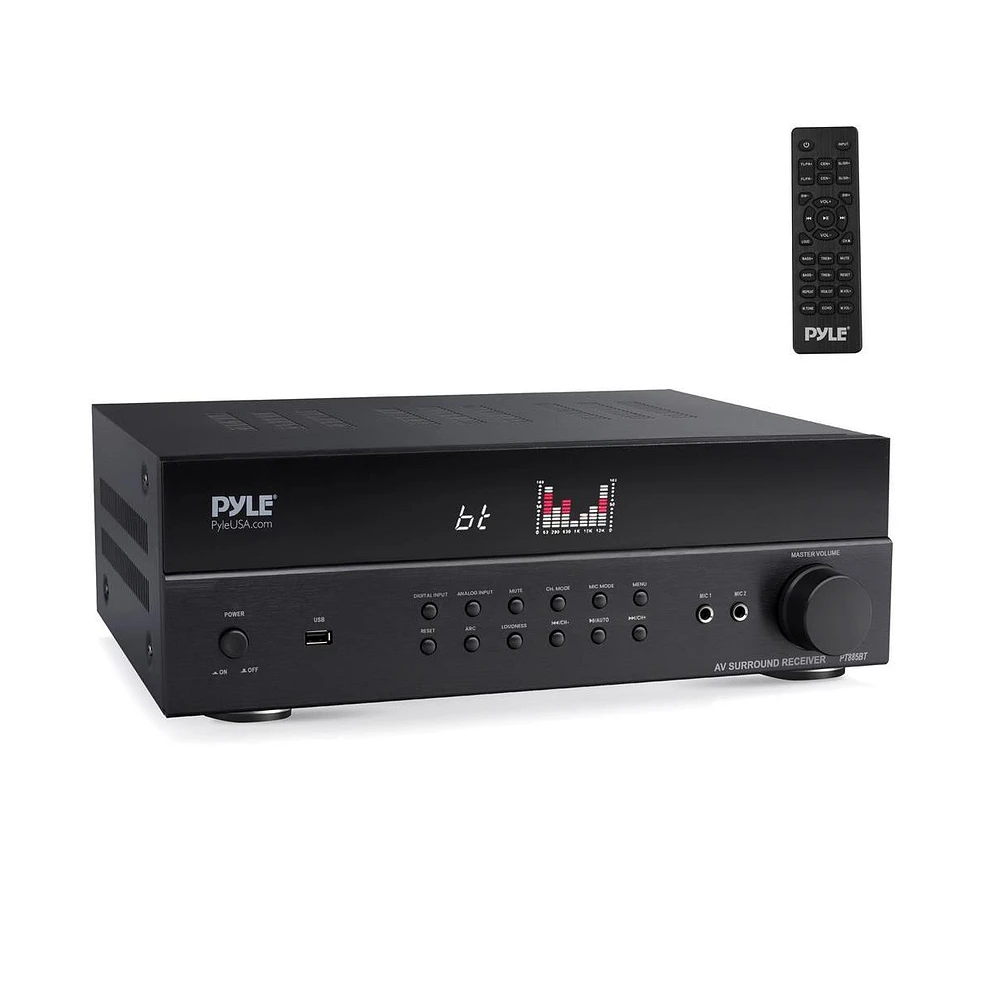 Pyle 7.2 Channel Av Home Theater Receiver With Bluetooth, 4K Ultra Hd Support, Fm Radio, 400 Watt