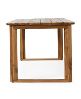 Rustic Acacia Wood Slatted Outdoor Dining Table